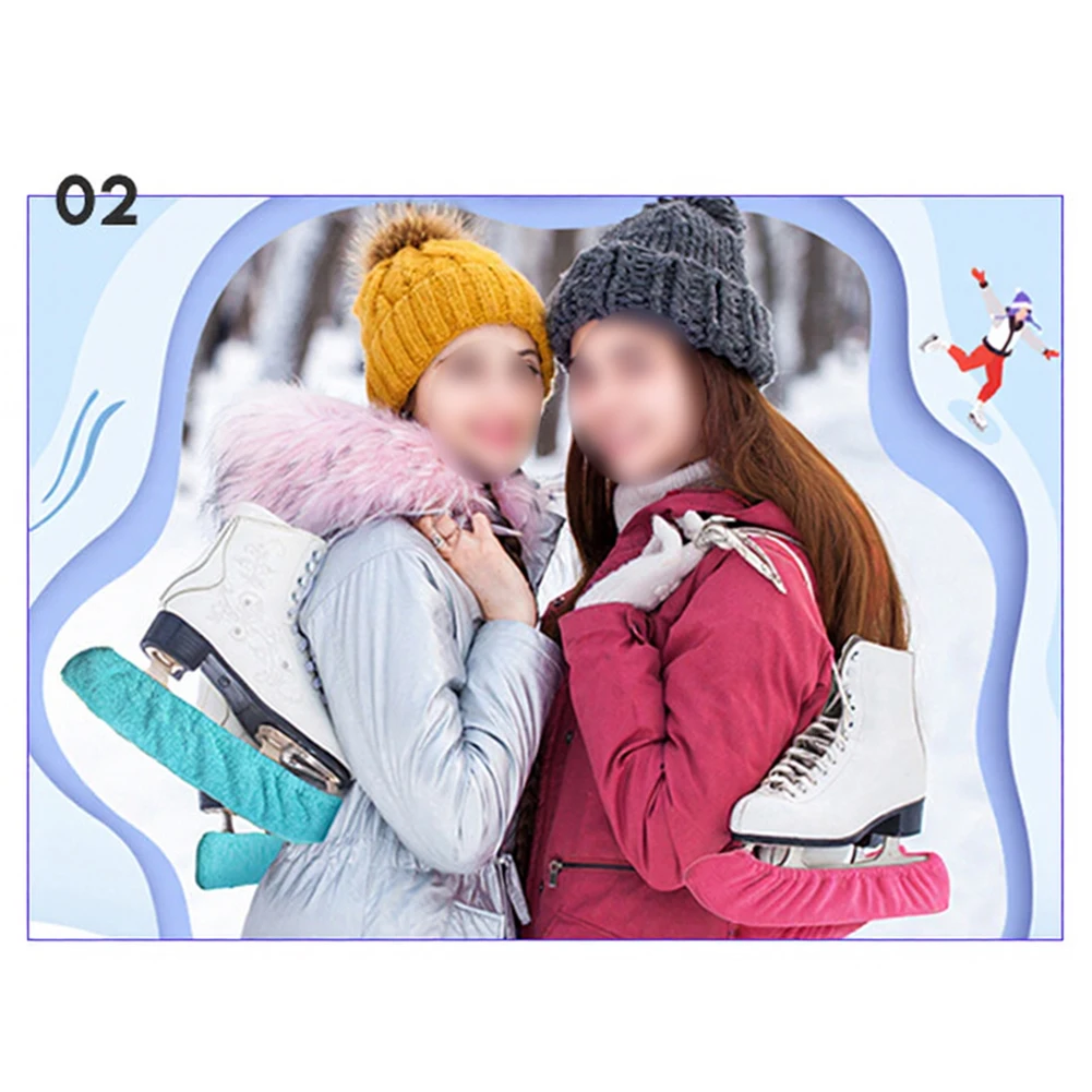 2 Pcs Ice Skate Covers For Blade Protection And Moisture Control With Dual Layer Microfiber Absorption And Nylon Resistance Base