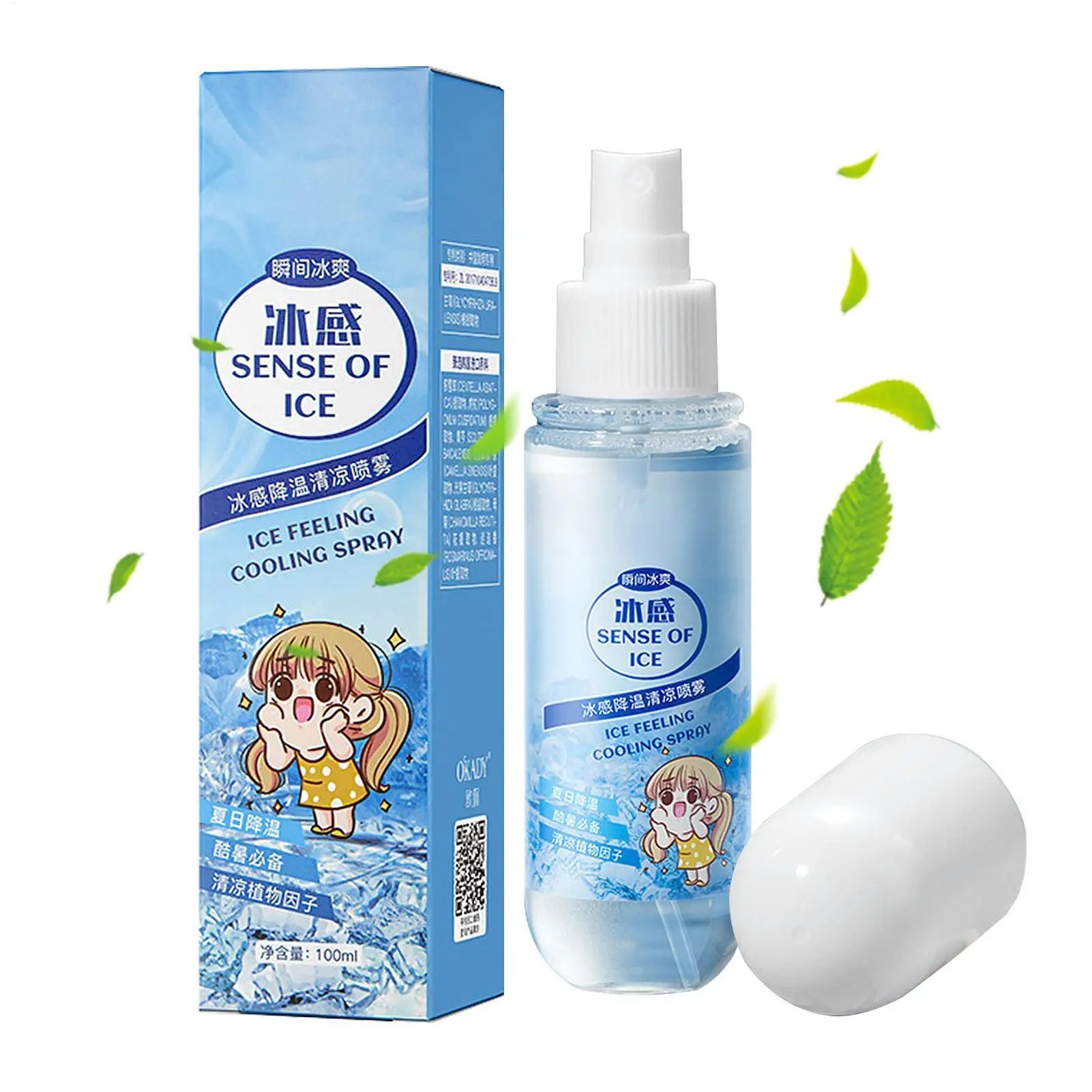 100 ml Kühlspray für heißes Wetter, sofort langanhaltender Kühlnebel, sanftes, beruhigendes Sommerspray, nicht klebendes Feuchtigkeitsmittel