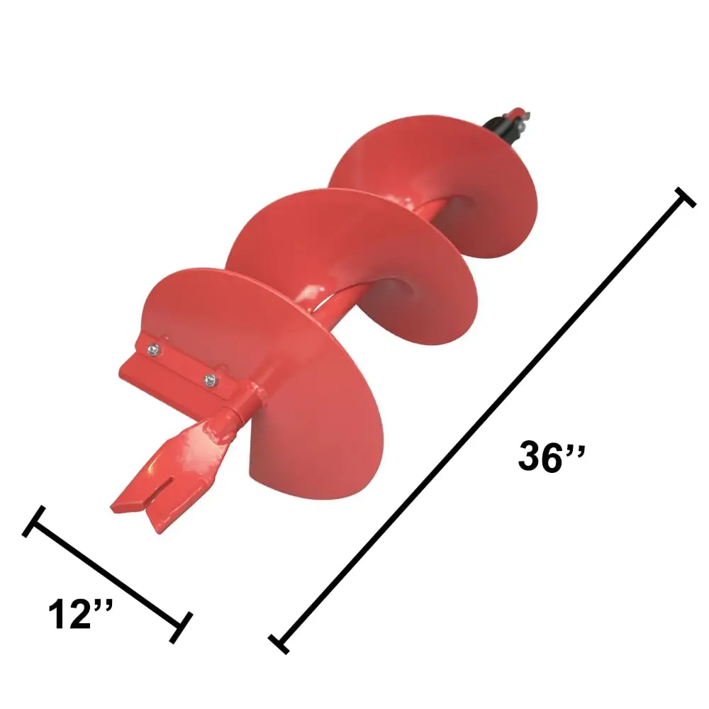 12 Inch Diameter 36 Inch Long Earth Auger Bit with Fishtail Point and Patent Shock Spring