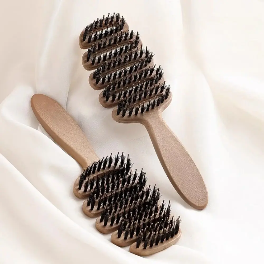 

Boar Bristle Paddle Hair Brush Anti-Static Massage Comb for Curly Hair Salon Hairdressing Styling Tool Anti-Knots