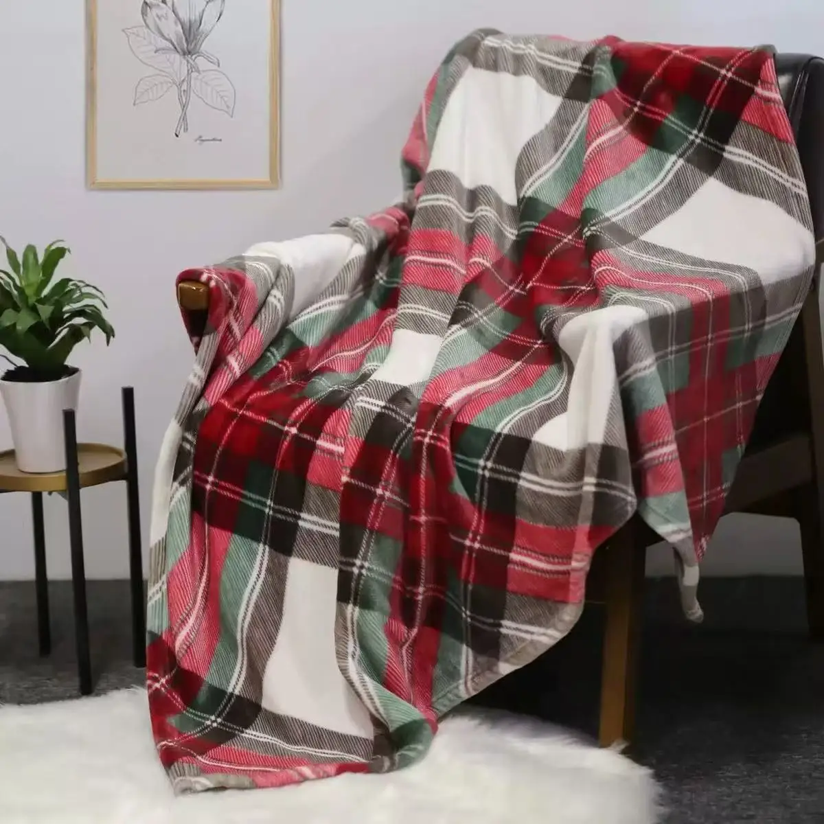 Throw Blanket Classic Red Green Buffalo Plaid Tartan Checked Pattern Cozy Bed Couch Blankets Christmas Holiday Gift Blanket