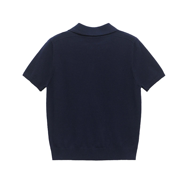 YENKYE New 2025 Women Basic Jersey Polo Collar T Shirt Short Sleeve Front Button Rib Trim Tees Spring Summer Crop Top