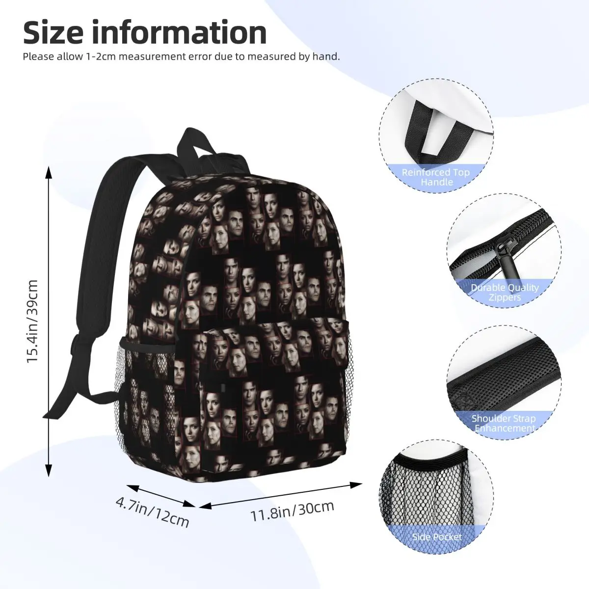 The Vampire Diaries Damon Salvatore Backpack Student BookBag Children School Bag Computer Shoulder Bags for Boys Girls