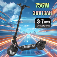 E Scooters DT01 756W Motor 36V13AH Battery Front SpringShock Absorption Scooters Electric 10-Inch Tire Fold Electric Scooter