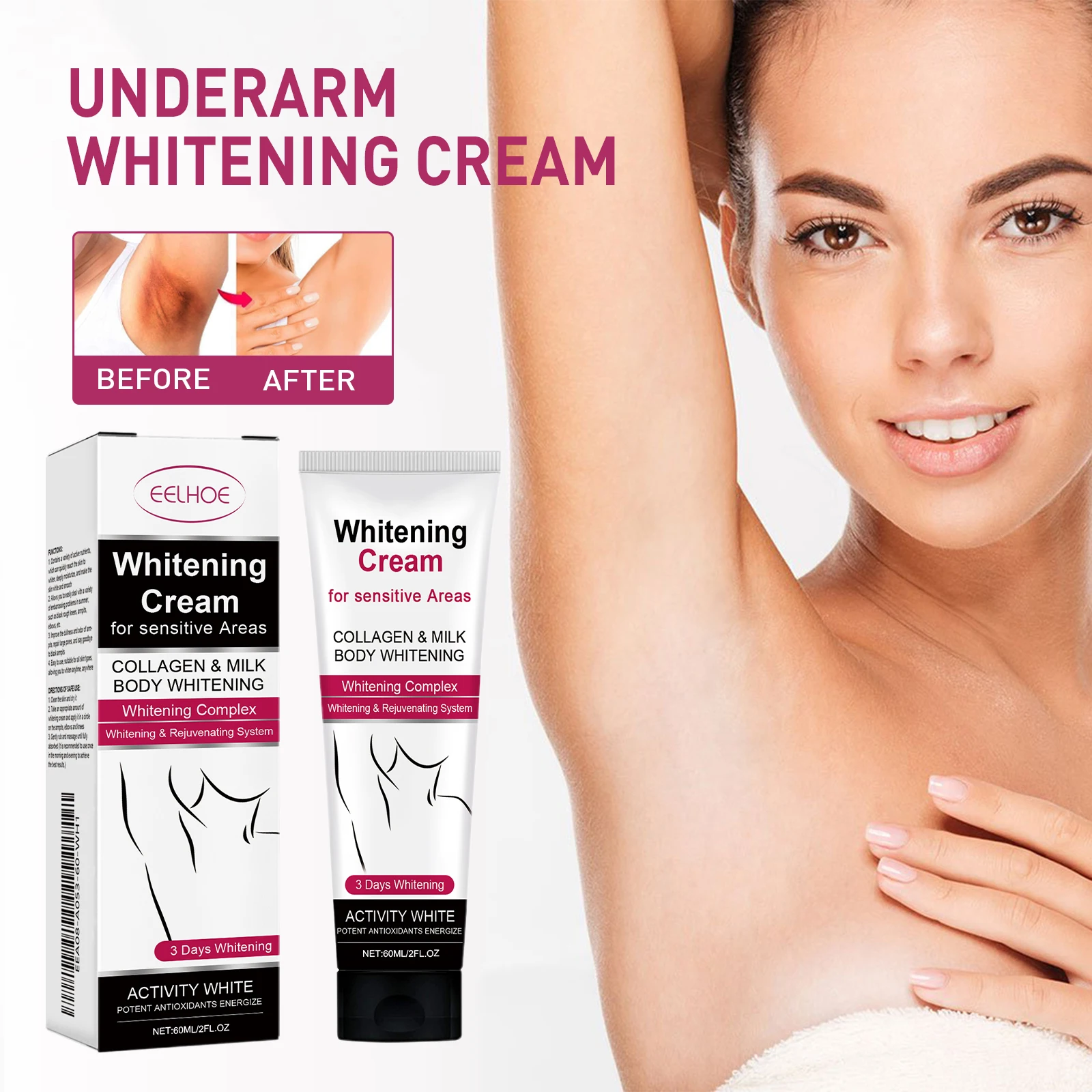 Armpit Whitening Cream Body Leg Knee Elbow Lighten Melanin Brighten Skin Moisturizing Care Beauty Skin Care Whitening Cream