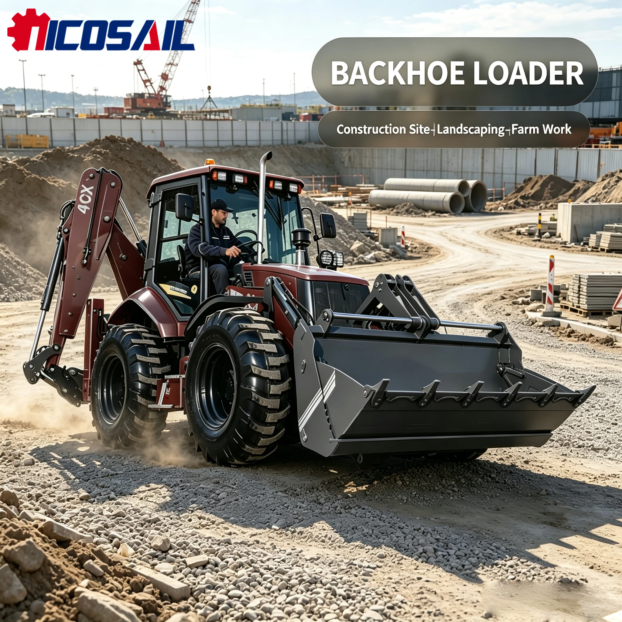 Custom CE Euro 5 Backhoe Loader Wheel Excavator for Agricultural Construction and Earthmoving Applications