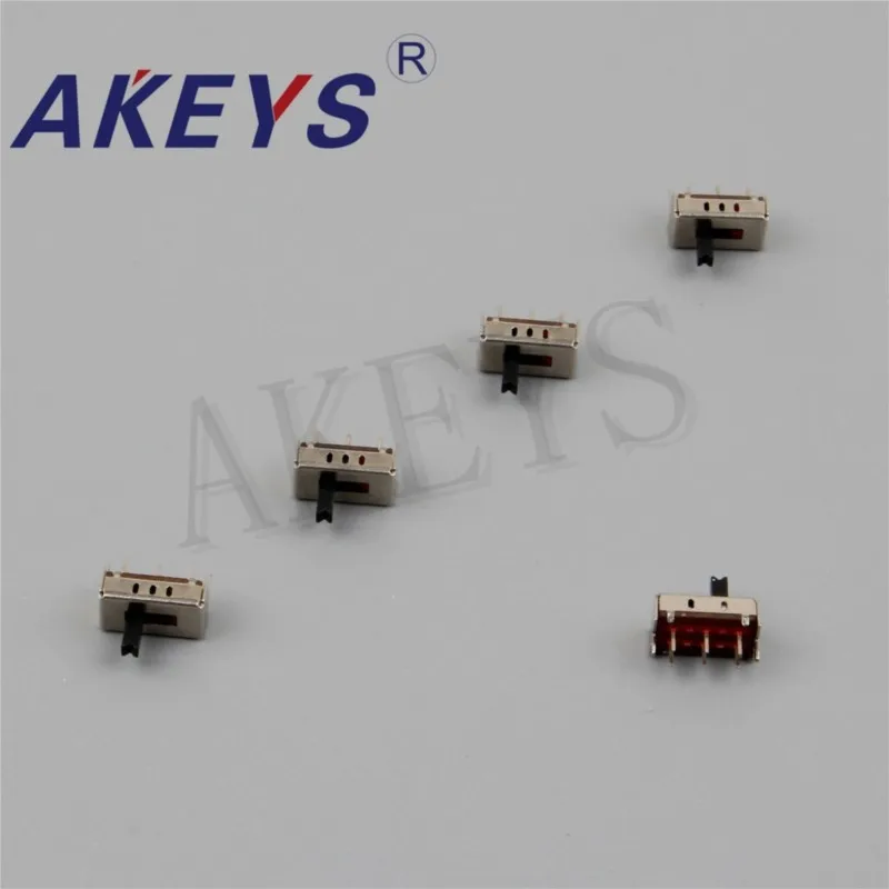 10PCS SS-22H07 2P2T Double pole double throw 2 position slide switch 6 solder lug pin verticle type with 2 fixed pin