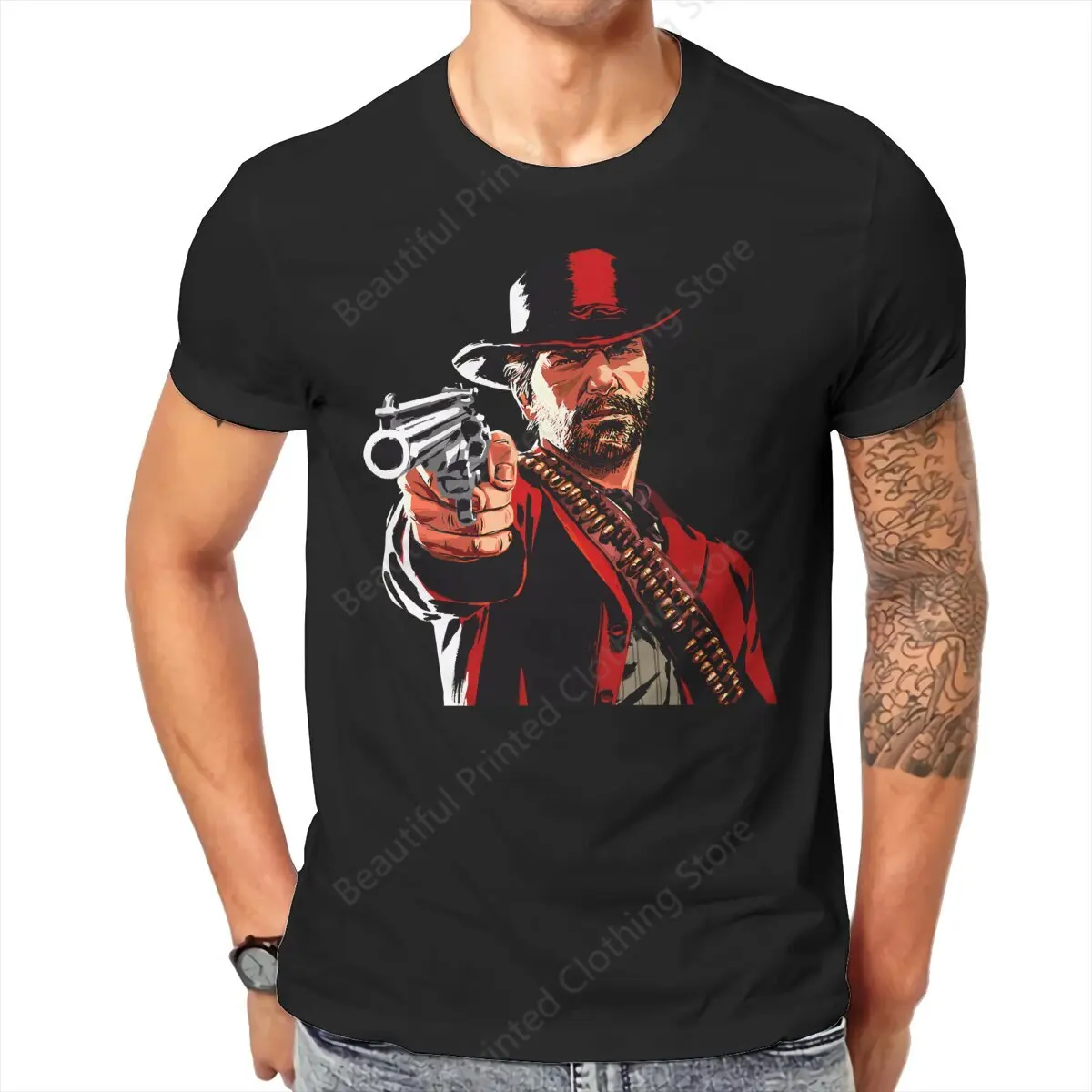 100% Cotton Red Dead Redemption 2 Game T-shirt Arthur morgan Print Fashion Men's Women's T-Shirts Loose Oversized Short Tee