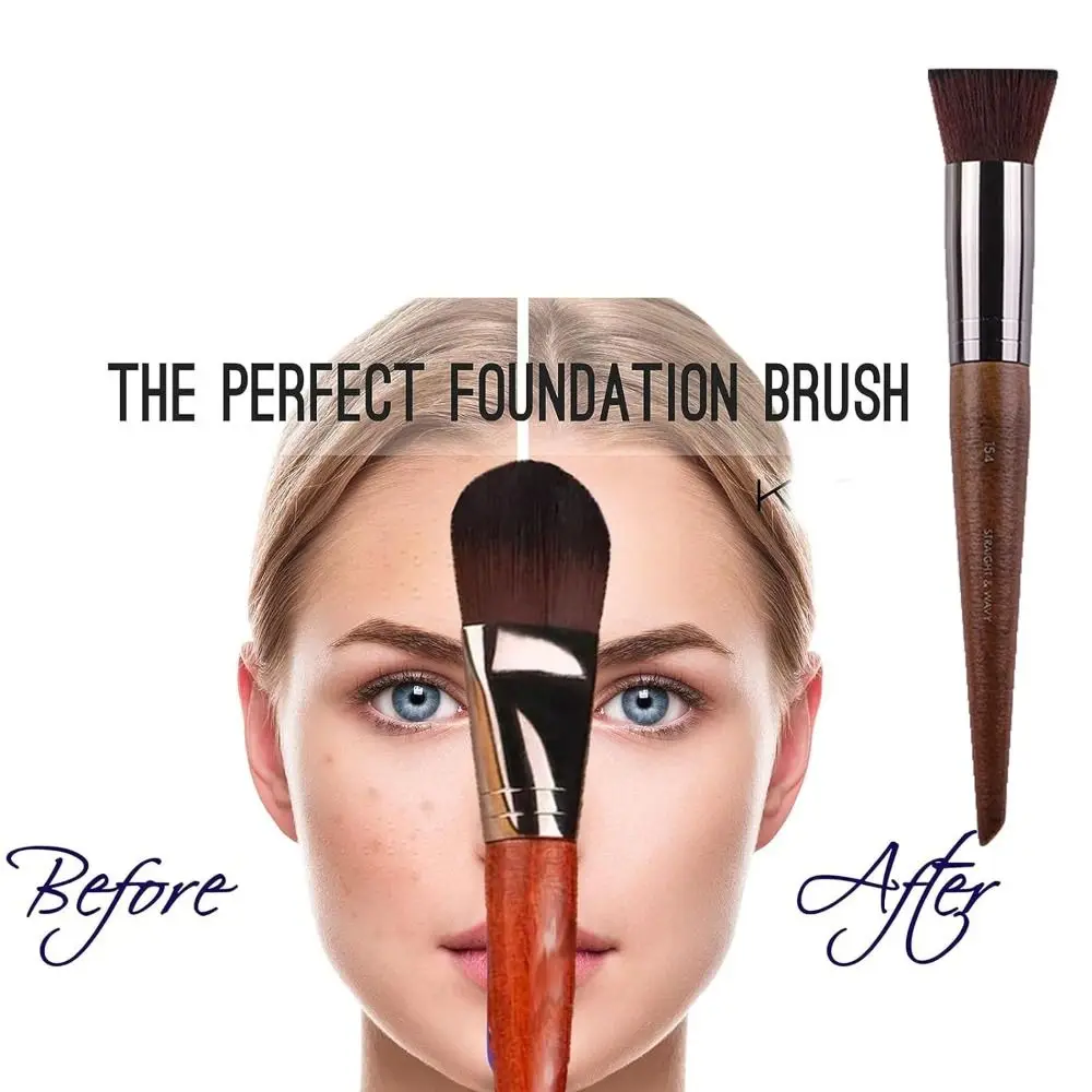 Durable Artificial Fiber Foundation Brush Wooden Handle Say Goodbye to Uneven Powder Brush Smooth Makeup Tool Concealer Brush