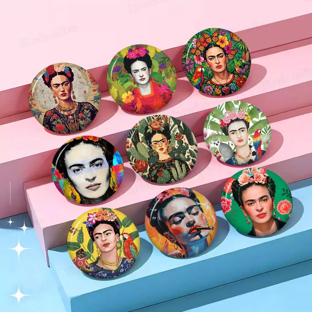 F-FridaS-S K-Kahlo Art 32/44/58MM Customizable Button Pins Cute Funny Creative Badge Jewelry Decor Gifts for Friends
