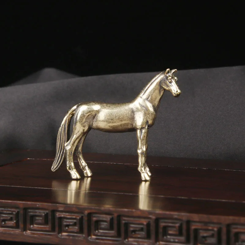 CH Pure Brass Horse Desktop Ornament Zodiac Horse Transportation Fortune Tea Pet Ornament Handicraft Bronze Ware