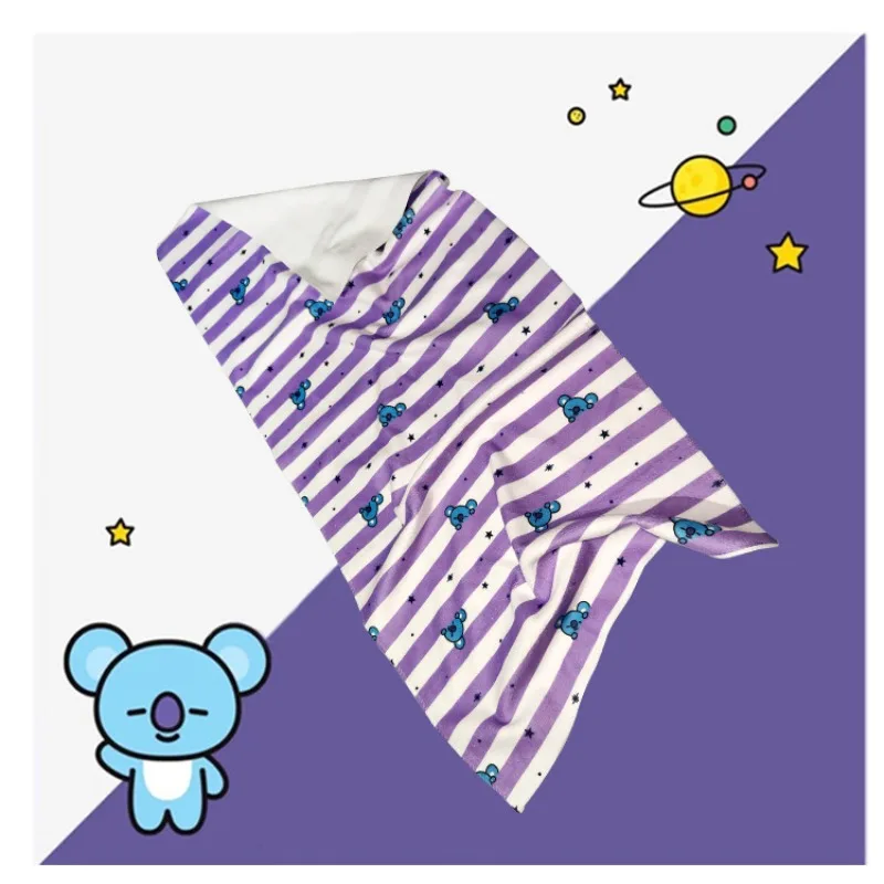 Bt21 스트라이프 패턴 소프트 타올, 카와이 SHOOKY MANG KOYA CHIMMY 흡수성 욕실 홈 세안 타월, 애니메이션 신제품, 74.5cm x 36cm