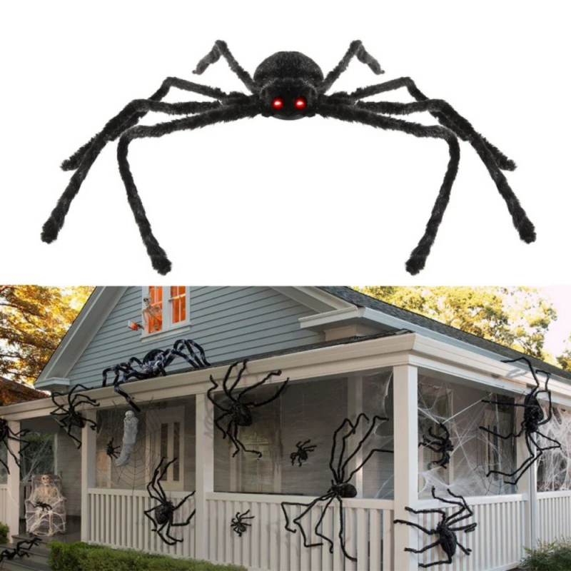 Halloween simulation furry spider indoor and outdoor atmosphere to create decorative props carnival night tricky cobwebs