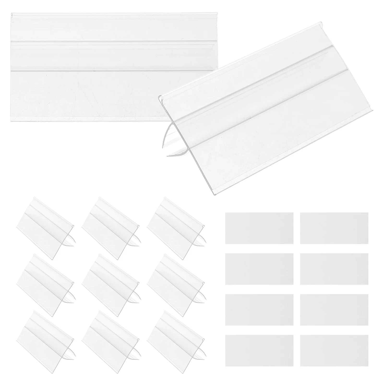 50 PCS Wire Shelf Label Holder Card Display Stand Middle Holders for Shelves Rack Shelving Accessories Transparent Clips