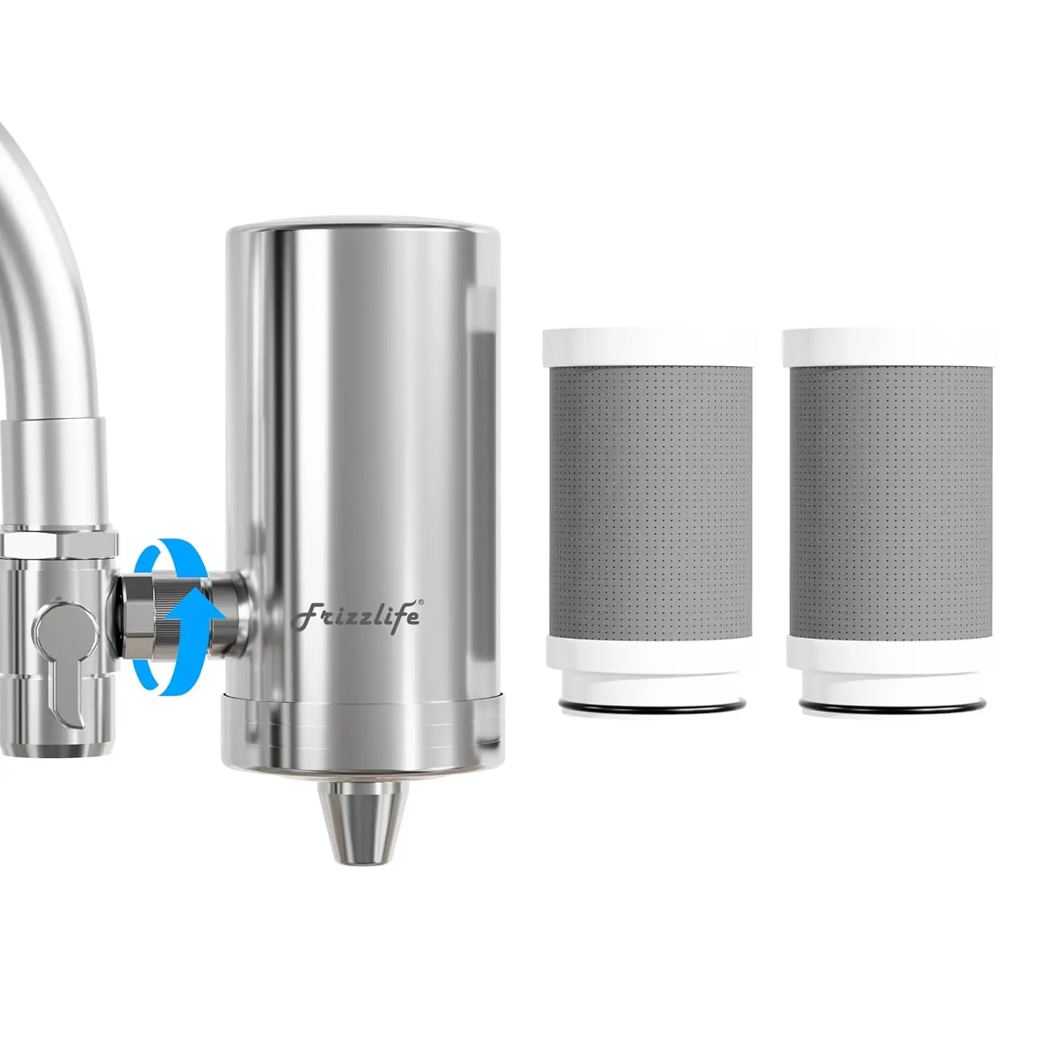 

FS99 Sink Faucet Water Filter, 2-Pack (1 Pre-Installed), Reduces 99% Lead & Heavy Metals, 360° Rotating, 304 Stainless Steel for