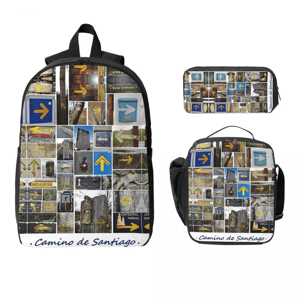 The Arrows Of The Camino De Santiago Backpack BookBag School Bag Computer Shoulder Bags 3ps Insulated Lunch Bag Pencil Case