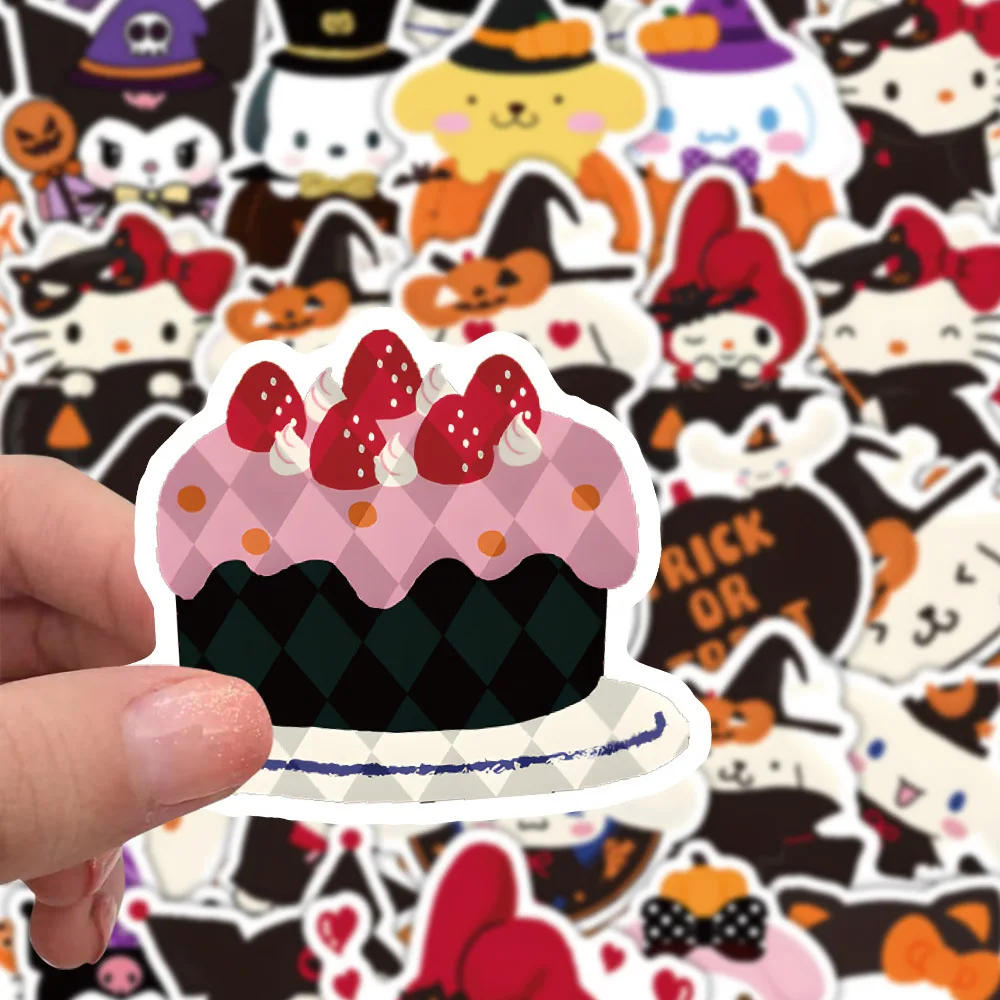 Calcomanías de Halloween para regalo, calcomanías de grafiti para teléfono, portátil, teléfono, guitarra, monopatín, gatito Sanrio, Kuromi, 10/63 piezas