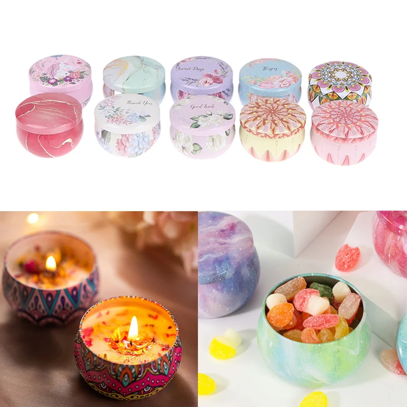 Lata de Metal redonda vacía para velas, contenedores de lata para hacer velas DIY, soporte para especias secas, dulces, fabricación de velas, estuche de almacenamiento