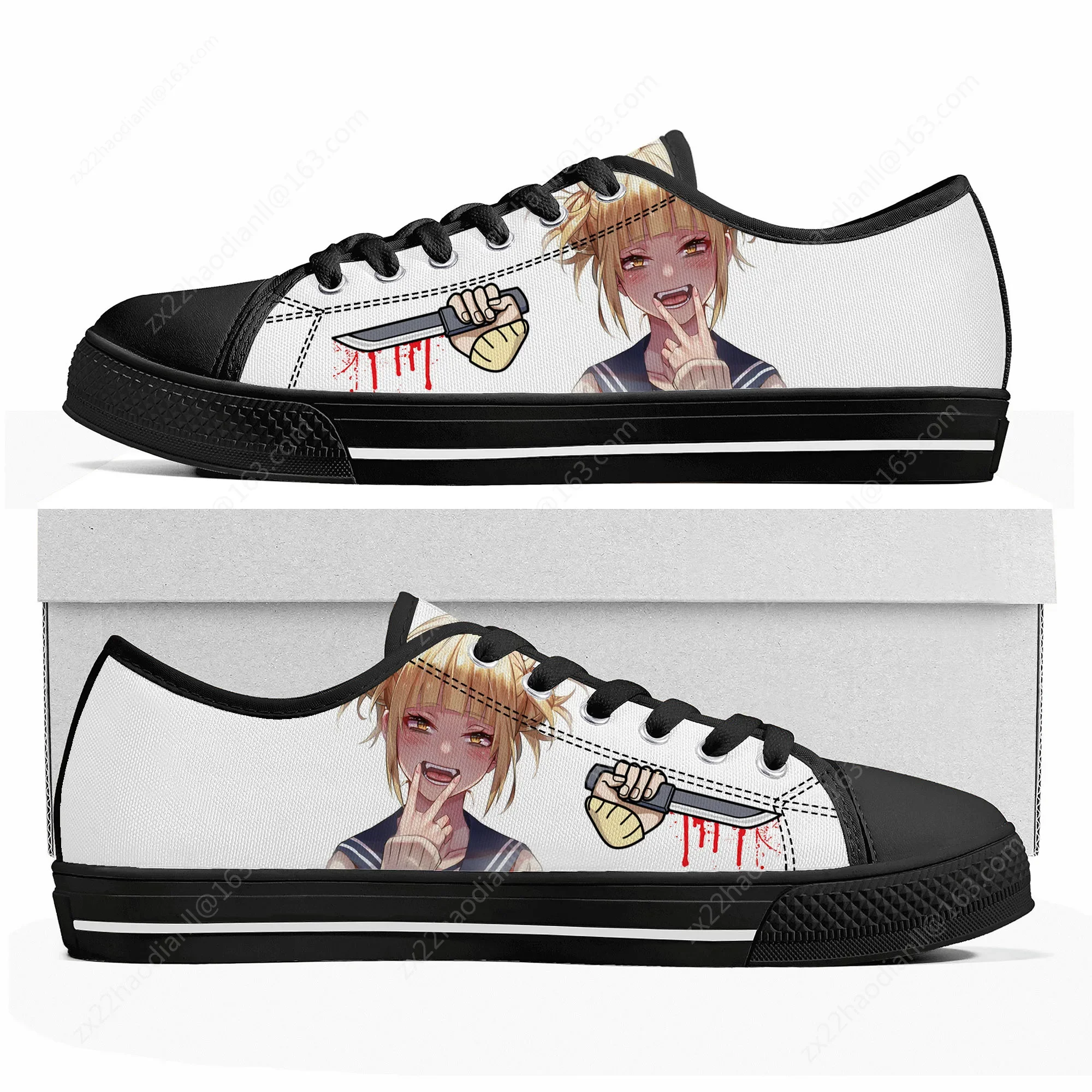 Anime Himiko Toga My Hero Academia Low Top Sneakers High Quality Canvas Sneaker Mens Womens Teenager Couple Shoes Custom Shoe