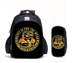 16 Inch Cobra Kai Backpack Children School Bags Boys Girls Daily Travel Backpacks Cartoon Mochila