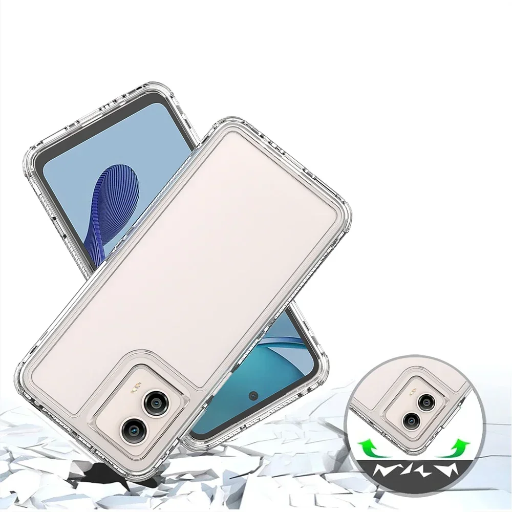Custodia protettiva 3 in 1 per Moto Edge 40 Neo E13 E20 E30 E40 G04 G13 G14 G23 G24 Power G34 G53 G54 G84 G85 Custodia posteriore trasparente