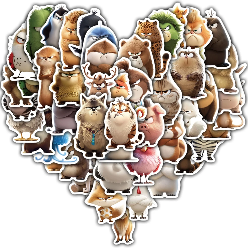 

50/100 шт. наклейки с злыми и забавными животными, милые наклейки для гостиной, скейтборда, багажа, водонепроницаемые подарки, граффити, эстетическая наклейка