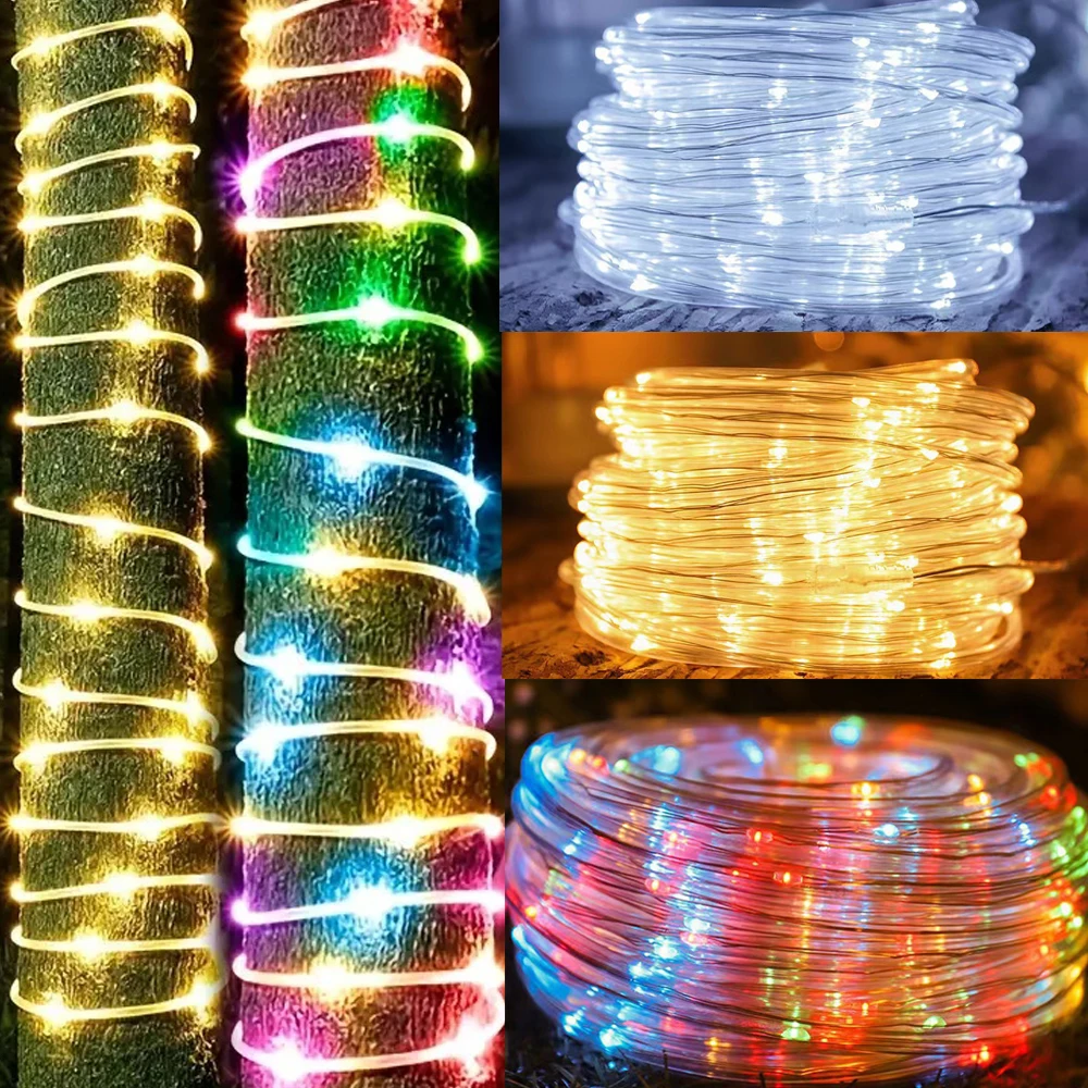 Solar LED String Light Tube Rope String Lights with 8 Modes Outdoor Wedding Birthday Easter Mother's Day Graduation Ramadan Gift