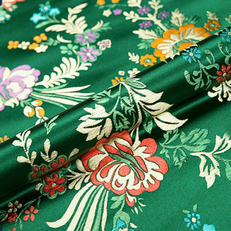 100*75cm Vintage Chinese Floral Pattern Damask Brocade Fabric For Sewing Kimono Dress Cheongsam Baby Clothes Satin Silk Fabric