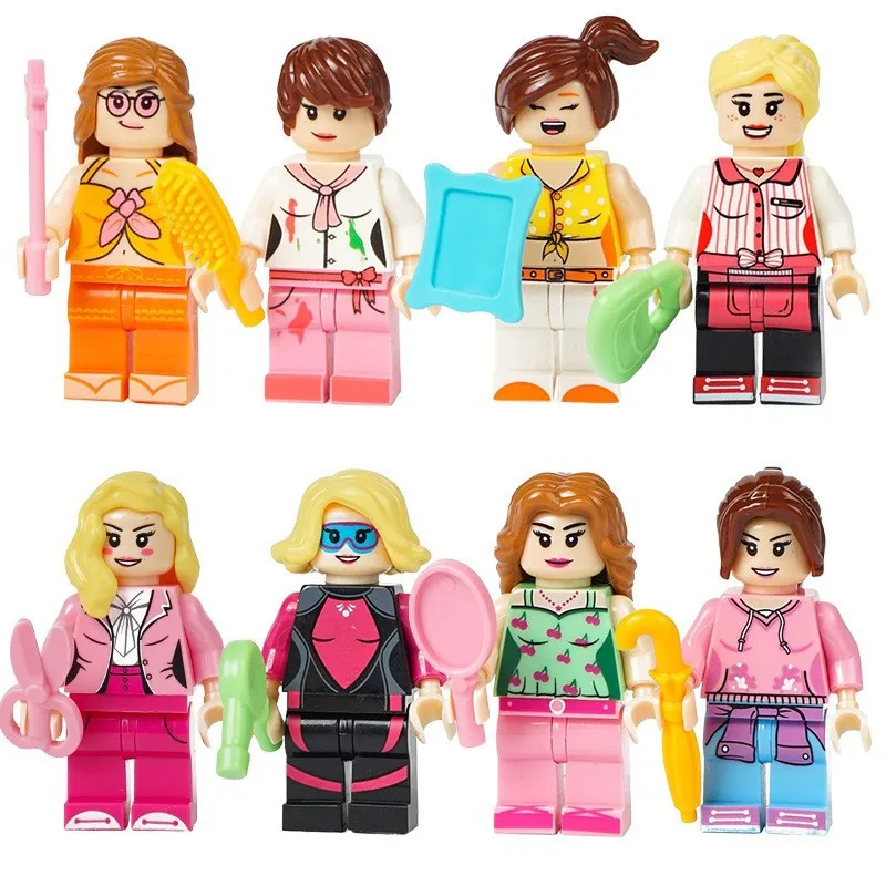 8-Pack Girl Figure Set 8-Pack Puzzle Assembling Set Hairstyle Accessories Dress-up Doll Doll