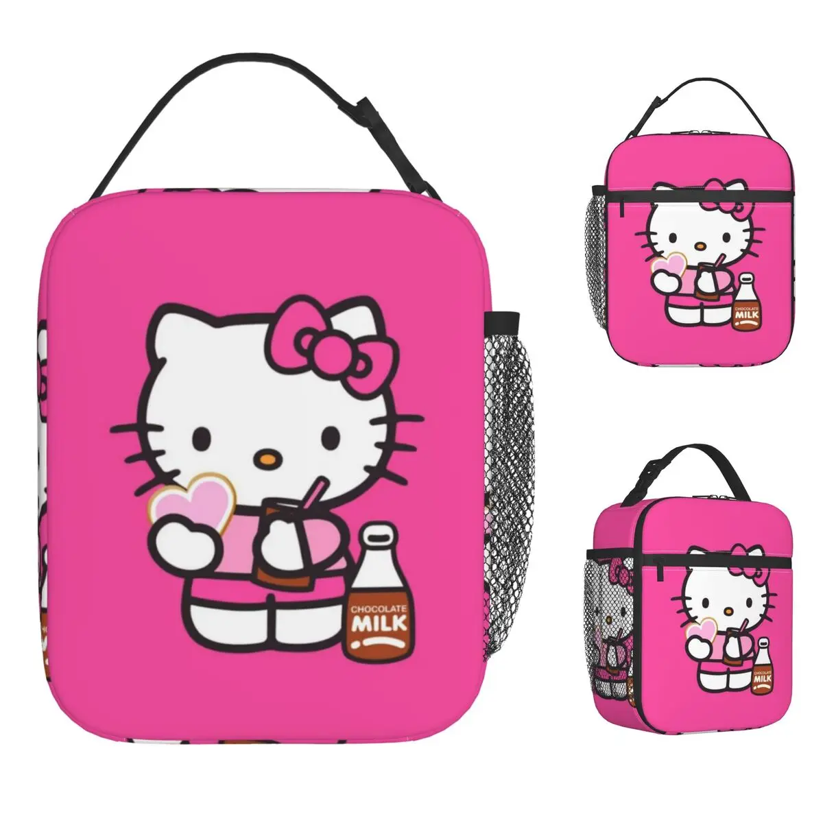 

Hello Kitty Drink Milk Изолированные сумки для обеда Сумка-холодильник Контейнер для еды, большая емкость, ланч-бокс для мужчин и женщин, колледж, путешествия
