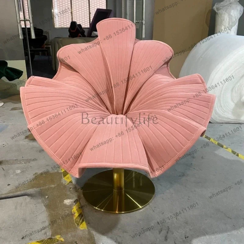 YJ Creative Reception Fabric Lotus Leaf Flower Sofa Chair Minimalist Design Living Room Single Rotating Petal Chair Balcony