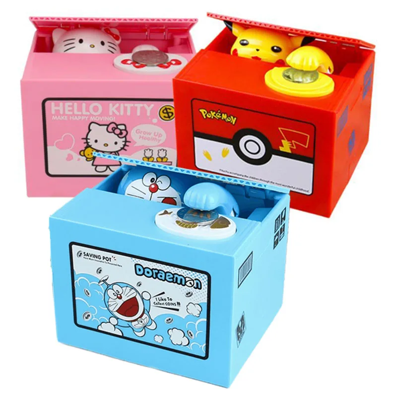 Pokemon Hello Kitty alcancía figura de acción Anime dibujos animados Pikachu caja de dinero de plástico electrónica robalo moneda chico juguetes regalo