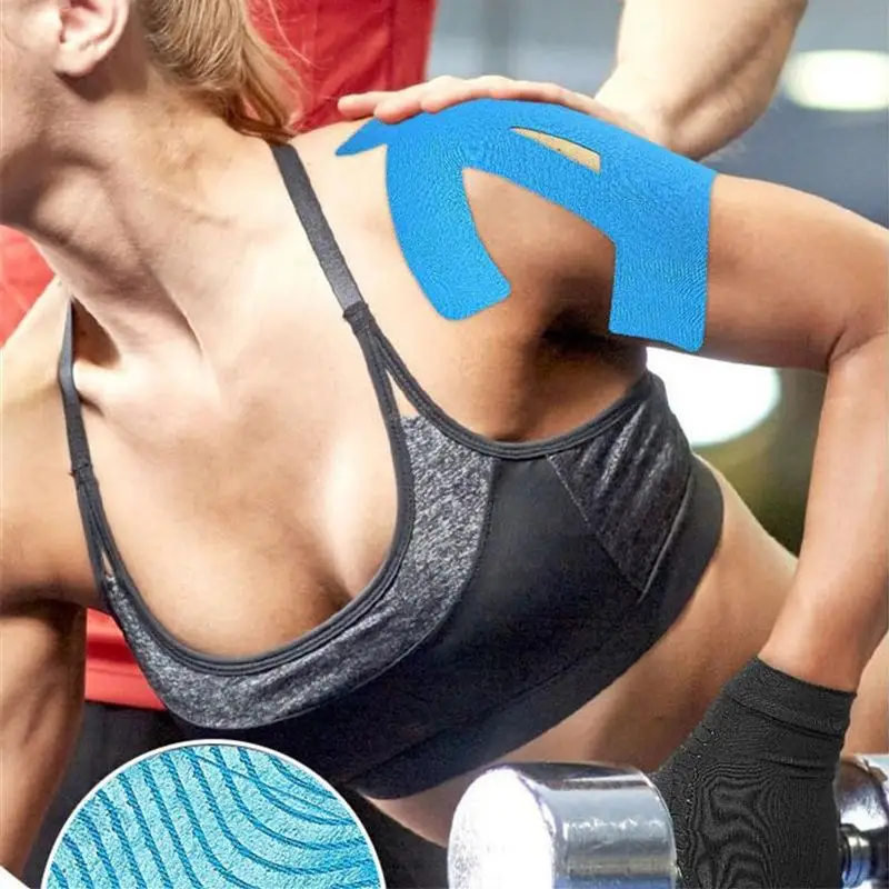 ^1/2 Pcs Precut Kinesiology Tape Shoulder Pain Relief Breathable Waterproof Adjustable Shoulder Support Elastic Athletic Tap