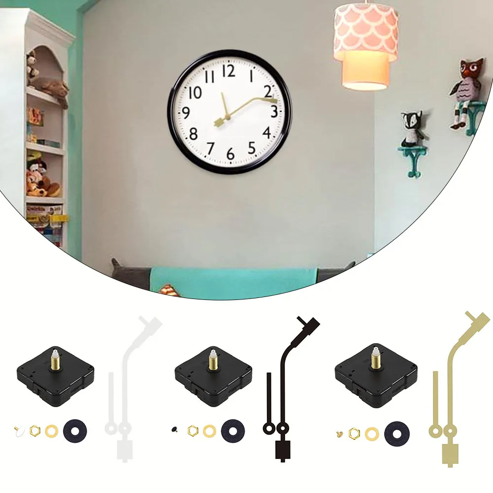 Silent Large Wall Clock Quartz Clock Movement Mechanism Hands Wall Repair Tool Parts Silent Kit Set DIY Black Pointer