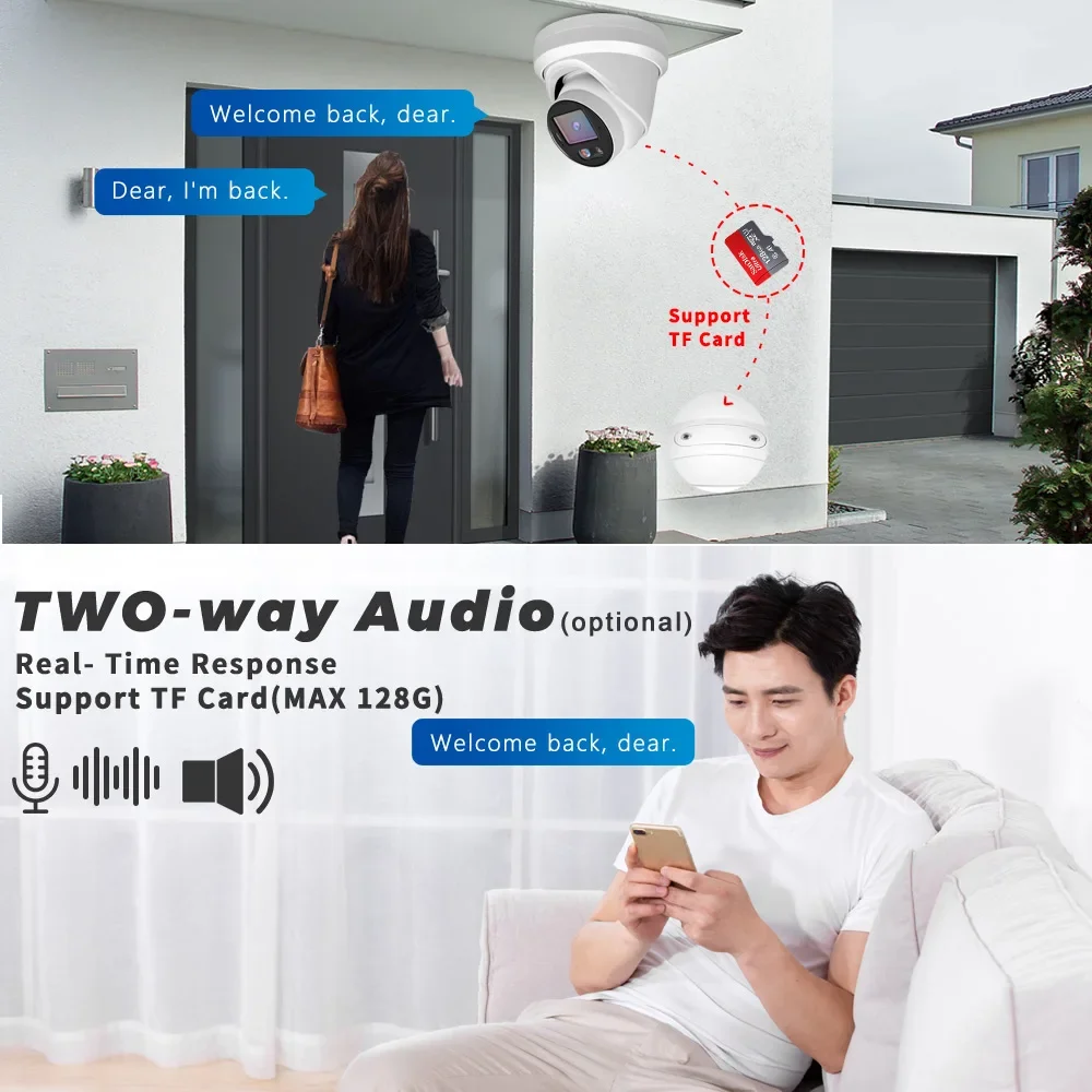 8MP 5X Zoom IP Camera Full Color Active Deterrence Night Vision Red Blue Light  Waterproof Security Network Camera 4K  Outdoor