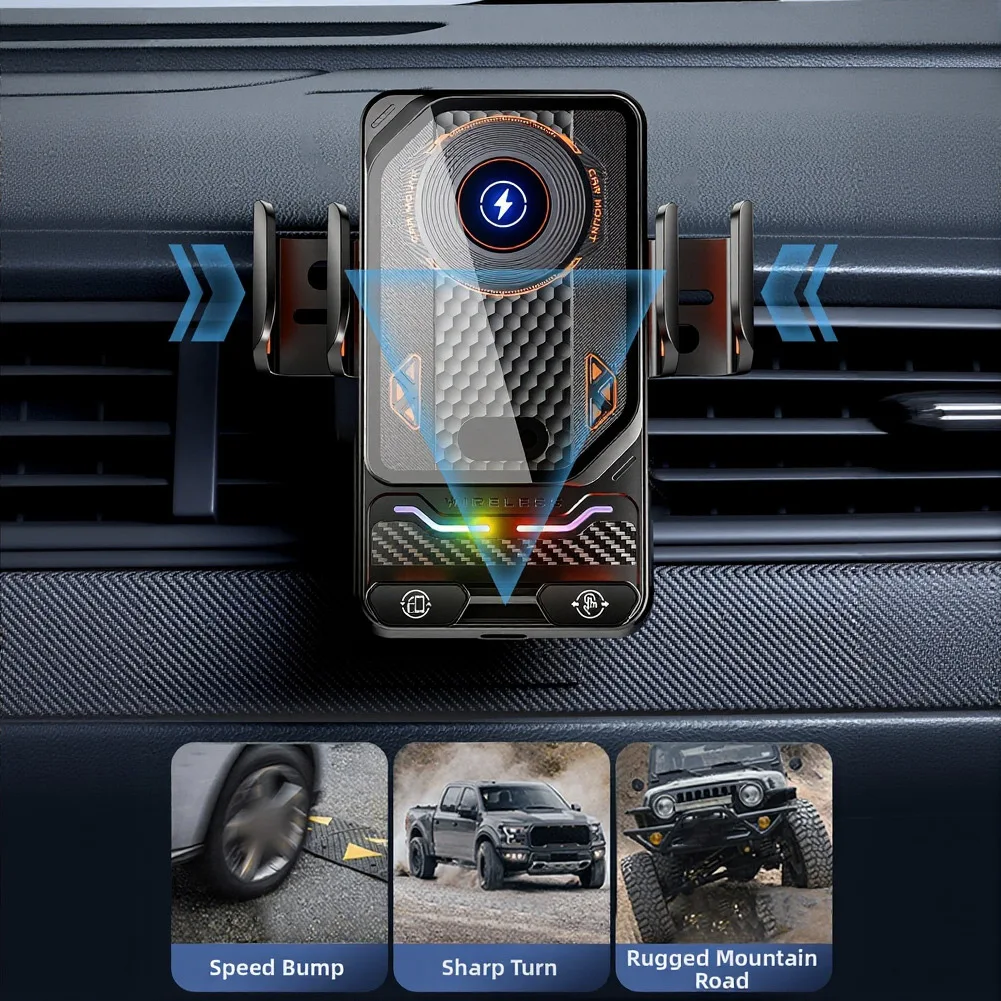 

Автомобильный держатель для телефона на воздуховод с электроприводом, вращающийся, с беспроводной зарядкой 15 Вт для смартфонов, быстрая зарядка с автоматическим зажимом