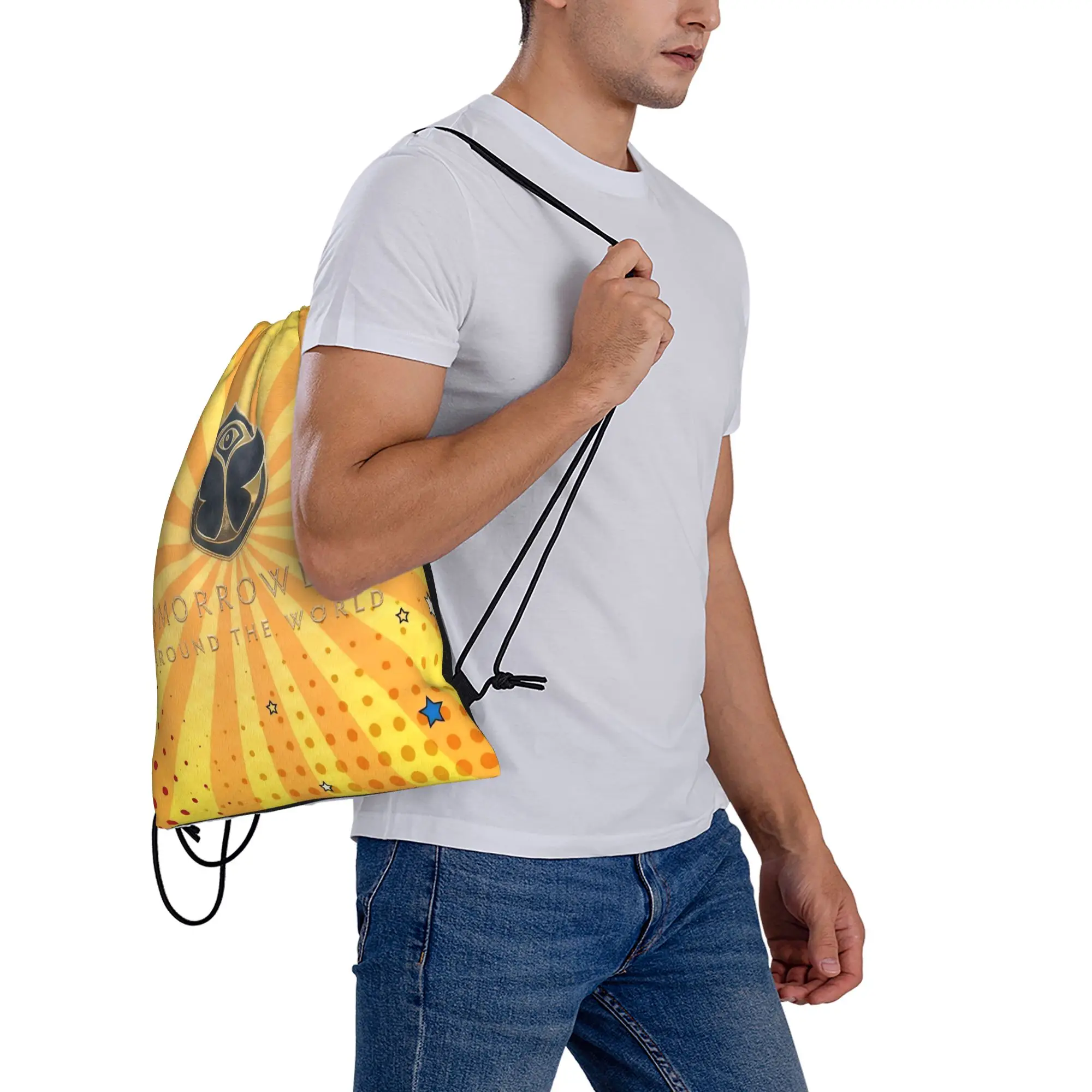 Tomorrowlands Festival Music Drawstring Bags Sports Backpack Gym Sackpack Water Resistant  String Bags for Exercise view 6