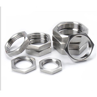 5pcs Pitch 1 1.5mm M8 M10 M12 M14 M16 M18 M20 M22 M24 M25 M27 M30 Metric 304 Stainless Steel Hexagon Lock Thin Nut Pipe Fitting