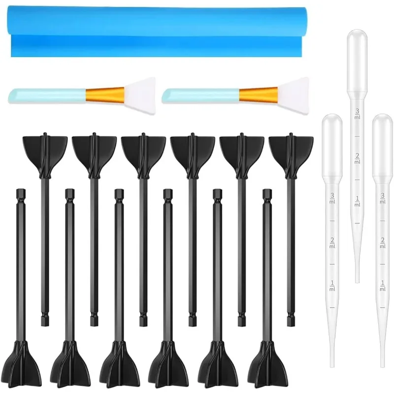 

12 Pcs Resin Stirring Rods +1 Silicone Mat +2 Silicone Brushes +3 Transfer Pipettes Handmade DIY Epoxy Mixing Tool Kit