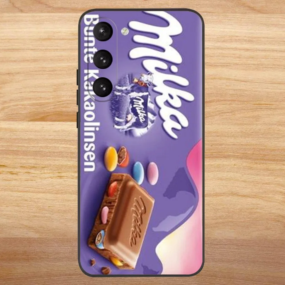 Chocolate Milka Box Phone Case For Samsung S23,23,22,30,21,10,9,Note20 Ultra,Lite,Ultra,5G,Plus,FE,Black Soft Case