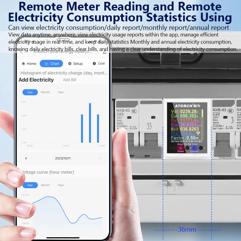 1P Tuya AC50-320V Smart Life Din Rail WIFI Smart Energy Meter Timer Power Consumption Monitor KWh Meter Wattmeter 100A 50/60Hz