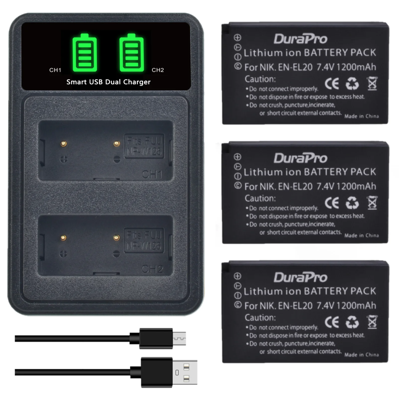 EN-EL20a EN-EL20 Battery + LCD Dual Charger for Nikon EN EL20 EL20a Coolpix P1000, 1 j1, 1 J2, 1 J3, 1 S1, 1 V3, A, A 1, AW1