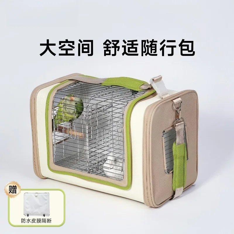 Parrot Travel Carrier Backpack Portable Outdoor Bird Cage Breathable Mesh Transparent Window for Cockatiel Budgie Conure