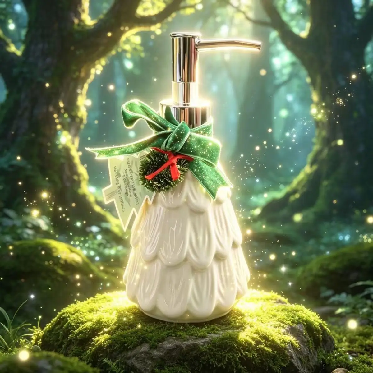 Christmas Tree Ceramic Lotion Bottle Portable Bathroom Soap Dispenser Household Shampoo Body Wash Makeup Remover Storage Bottle