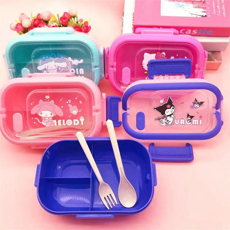 1200Ml Kawaii Hello Kitty Sanrio Lunch Box Kuromi My Melody Cinnamoroll Student Cute Portable Large Capacity Bento Box Tableware