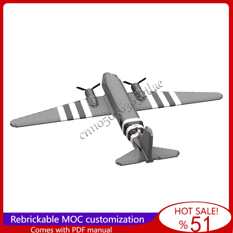 3391 ELEMENTÓW C47 Skytrain Transport Aircraft Model MOC Klocki Konstrukcyjne DIY Kreatywna Zabawka do Składania dla Dzieci Prezent na Boże Narodzenie