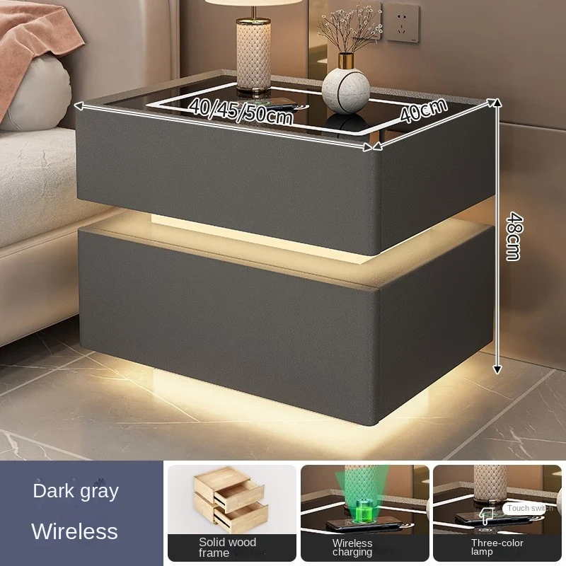 Smart Nightstand Suspension New Bedroom All Solid Wood Simple Modern Light Luxury Senior Sense Of Net Red Multifunction Home