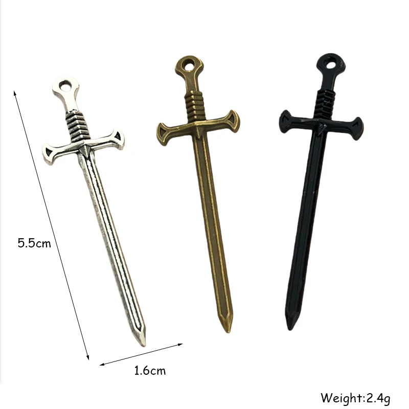 10 قطعة سبائك السيف الأسود البرونزية القديمة السحر 55x16 مللي متر أنيمي الصليب السيوف قلادة DIY بها بنفسك ل قلادة المفاتيح صنع المجوهرات