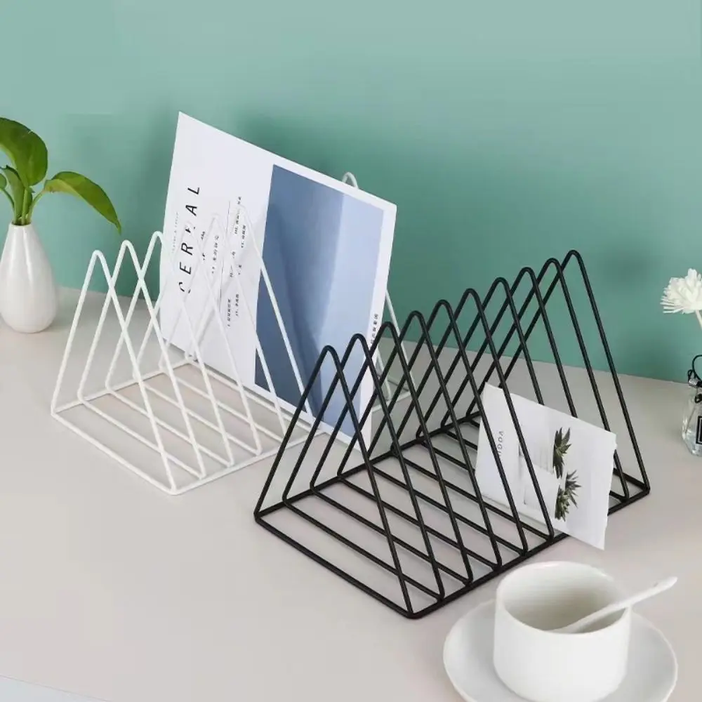 

7/9 Slot Triangle Desk Organizers Metal Sturdy Magazine Holder Vertical Durable Storage Display Bookshelf Home Decoration