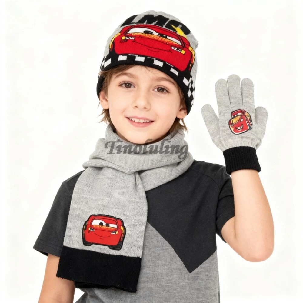 Topi Anak Musim Gugur Musim Dingin Baru, Topi Rajut Hangat Motif Hewan Kartun dengan Syal dan Sarung Tangan, Topi Anak Laki-laki Perempuan, Topi Natal Anak 3pcs/Set